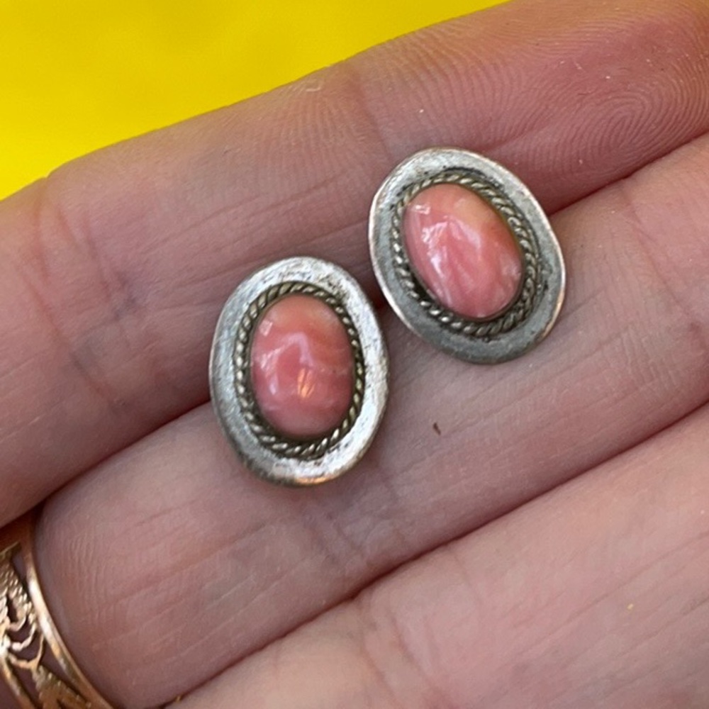 Vintage sterling silver and coral earrings